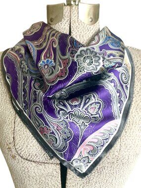 Silk Pocket Square Purple Paisley Made in Italy